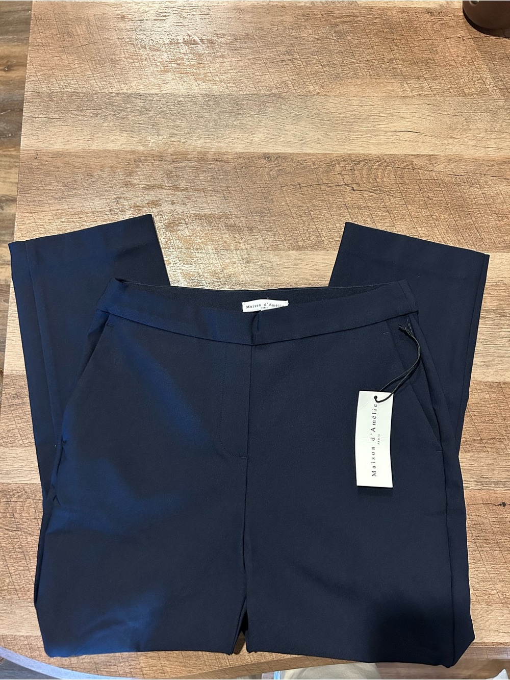 Massimo Dutti Deep Navy Tailored Straight Trousers